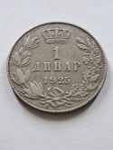 Jugosławia 1 Dinar Aleksander I 1925 r Jugosławia 1 Dinar Aleksander I 1925 r