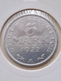 Niemcy 3 Marki R . Weimarska 1922 r A Niemcy 3 Marki R . Weimarska 1922 r A