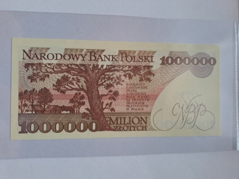 Banknot 1000000 zł W. Reymont 1991 r Banknot 1000000 zł W. Reymont 1991 r