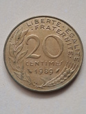Francja 20 Centimes 1989 r Francja 20 Centimes 1989 r