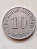 Niemcy 10 Pfenning Wilhelm II 1914 r A Niemcy 10 Pfenning Wilhelm II 1914 r A