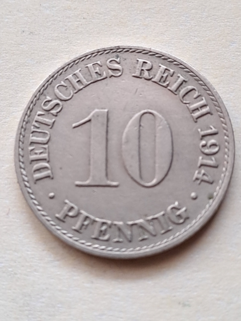 Niemcy 10 Pfenning Wilhelm II 1914 r A Niemcy 10 Pfenning Wilhelm II 1914 r A
