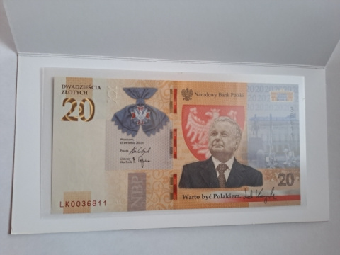 Banknot 20 zł Lech Kaczyński 2021 r nr 0036811 stan UNC Banknot 20 zł Lech Kaczyński 2021 r nr 0036811 stan UNC