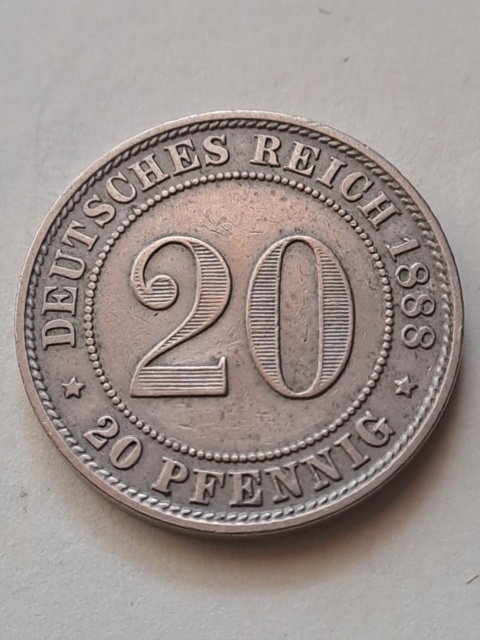 Niemcy 20 Pfenning Wilhelm I 1888 r A Niemcy 20 Pfenning Wilhelm I 1888 r A