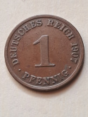 Niemcy 1 Pfenning Wilhelm II 1907 r A Niemcy 1 Pfenning Wilhelm II 1907 r A