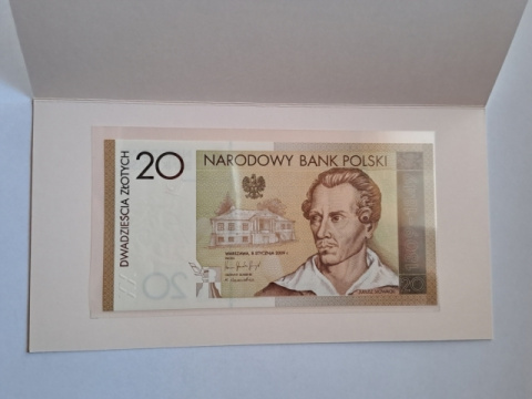Banknot 20 zł Juliusz Słowacki 2009 r stan UNC Banknot 20 zł Juliusz Słowacki 2009 r stan UNC