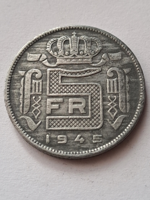 Belgia 5 Franków 1945 r Belgia 5 Franków 1945 r