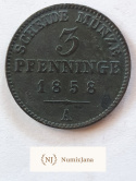 3 Pfennigi Schwarzburg Sondershausen 1858 r 3 Pfennigi Schwarzburg Sondershausen 1858 r