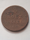 Królestwo Kongresowe 3 Grosze Polskie 1830 r FH Królestwo Kongresowe 3 Grosze Polskie 1830 r FH