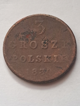 Królestwo Kongresowe 3 Grosze Polskie 1830 r FH