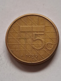 Holandia 5 Guldenów 1989 r Holandia 5 Guldenów 1989 r