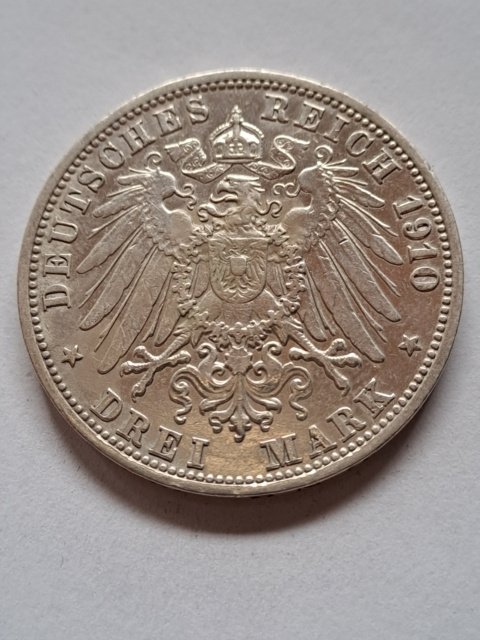 Niemcy 3 Marki Friedrich II von Baden 1910 r Niemcy 3 Marki Friedrich II von Baden 1910 r