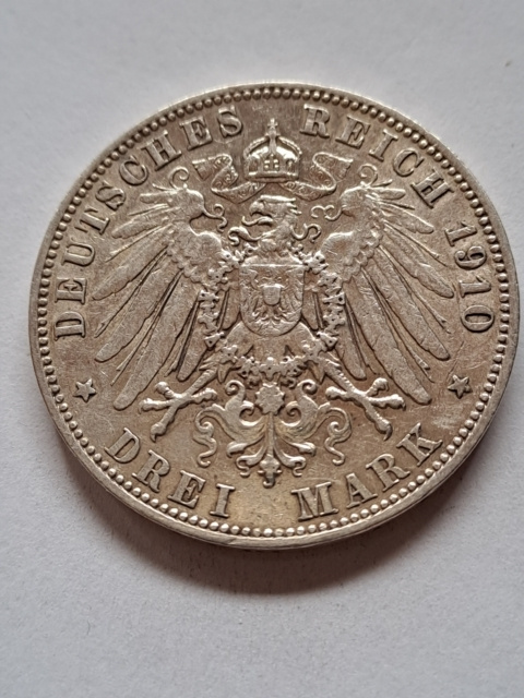 Niemcy 3 Marki Friedrich Saksonia 1910 r Niemcy 3 Marki Friedrich Saksonia 1910 r