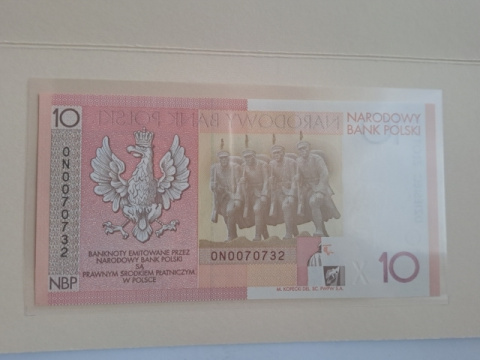 Banknot 10 zł Niepodległość 2008 r stan UNC Banknot 10 zł Niepodległość 2008 r stan UNC
