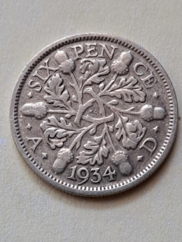 Wielka Brytania 6 Pensów Jerzy V 1934 r