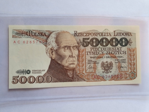 50000 zł S. Staszic 1989 r seria AC 50000 zł S. Staszic 1989 r seria AC