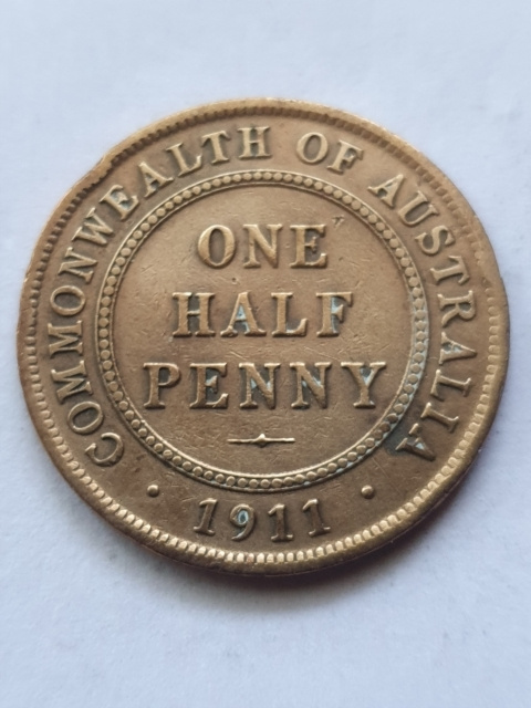 Australia One Half Penny 1911 r Australia One Half Penny 1911 r