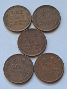 USA 1 Cent Lot 5 szt różne lata