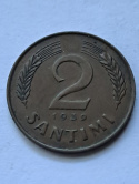 Łotwa 2 Santimi 1939 r Łotwa 2 Santimi 1939 r
