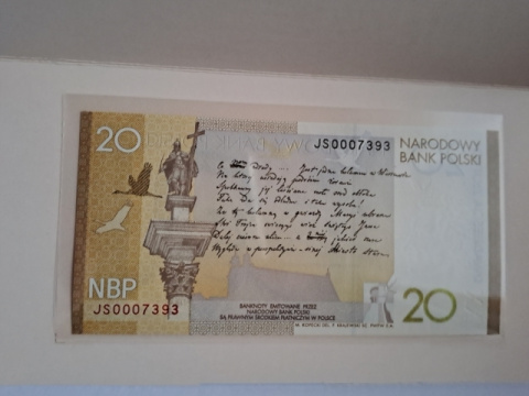 Banknot 20 zł Juliusz Słowacki 2009 r niższy numer stan UNC Banknot 20 zł Juliusz Słowacki 2009 r niższy numer stan UNC