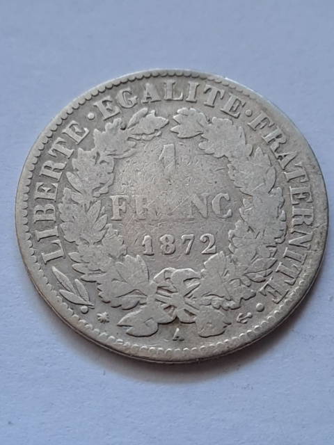 Francja 1 Frank Trzecia Republika 1872 r Francja 1 Frank Trzecia Republika 1872 r