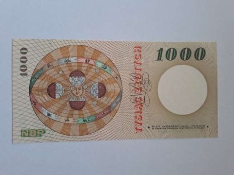 Banknot 1000 zł Mikołaj Kopernik 1965 r seria S stan UNC Banknot 1000 zł Mikołaj Kopernik 1965 r seria S stan UNC