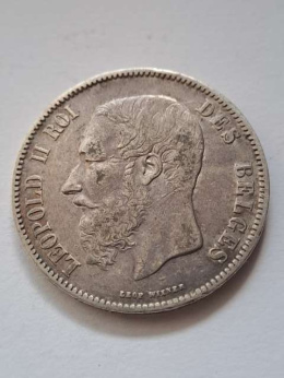 Belgia 5 Franków Leopold II 1869 r
