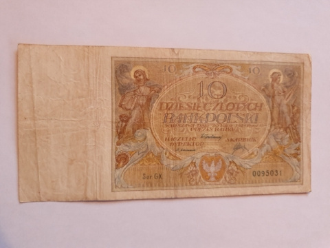 Banknot 10 zł 1929 r seria GX Banknot 10 zł 1929 r seria GX