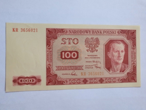 Banknot 100 zł 1948 r seria KR Banknot 100 zł 1948 r seria KR