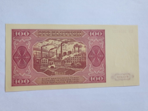 Banknot 100 zł 1948 r seria KR Banknot 100 zł 1948 r seria KR