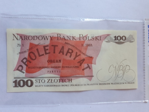 Banknot 100 zł Ludwik Waryński 1986 r seria RR Banknot 100 zł Ludwik Waryński 1986 r seria RR