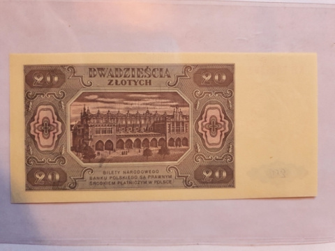 Banknot 20 zł 1948 r seria KE Banknot 20 zł 1948 r seria KE