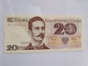 Banknot 20 zł Romuald Traugutt 1982 r seria M Banknot 20 zł Romuald Traugutt 1982 r seria M