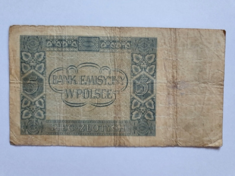 Banknot 5 zł 1940 r seria C Banknot 5 zł 1940 r seria C
