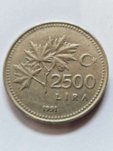 Turcja 2500 Lira 1991 r Turcja 2500 Lira 1991 r