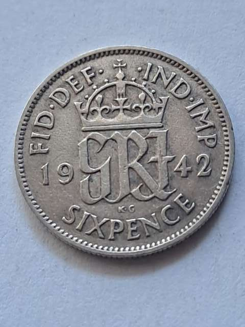 Wielka Brytania 6 Pensów Jerzy VI 1942 r Wielka Brytania 6 Pensów Jerzy VI 1942 r