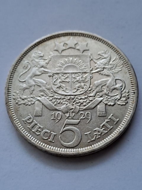 Łotwa 5 Łatów 1929 r Łotwa 5 Łatów 1929 r