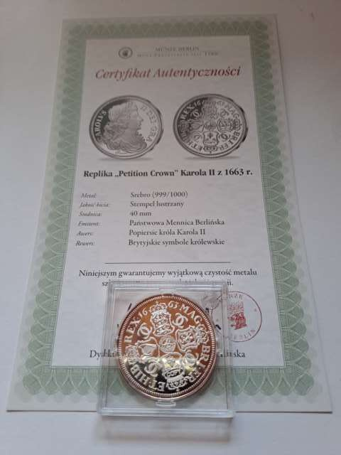 Replika Petition Crown Karola II 1663 r Replika Petition Crown Karola II 1663 r