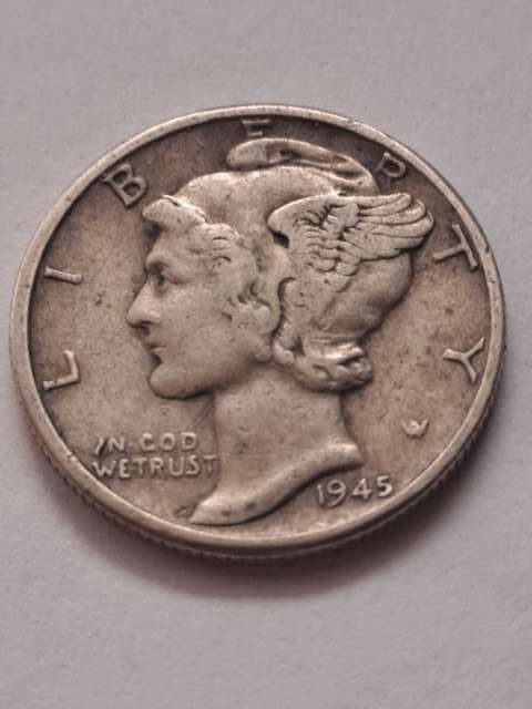USA 10 Centów Mercury 1945 r USA 10 Centów Mercury 1945 r