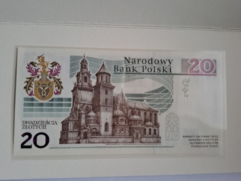 Banknot 20 zł Jan Długosz 2015 r niszy numer stan UNC Banknot 20 zł Jan Długosz 2015 r niszy numer stan UNC