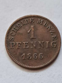 Niemcy 1 Pfenning Hesja 1866 r Niemcy 1 Pfenning Hesja 1866 r