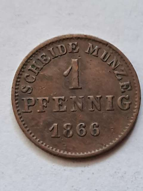 Niemcy 1 Pfenning Hesja 1866 r Niemcy 1 Pfenning Hesja 1866 r