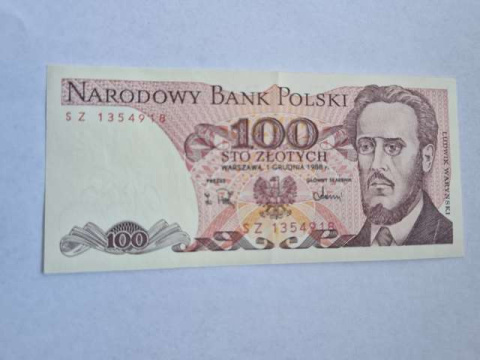 Banknot 100 zł Ludwik Waryński 1988 r seria SZ Banknot 100 zł Ludwik Waryński 1988 r seria SZ