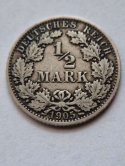 Niemcy 1/2 Marki Wilhelm II 1905 r A Niemcy 1/2 Marki Wilhelm II 1905 r A