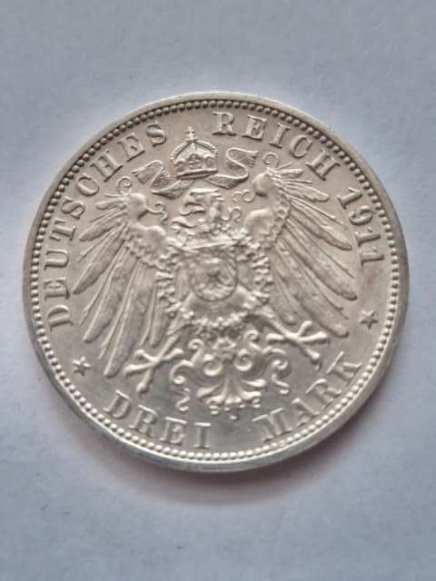 Niemcy 3 Marki Wirtembergia 1911 r Niemcy 3 Marki Wirtembergia 1911 r