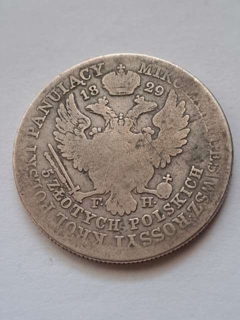 Królestwo Kongresowe 5 złotych 1829 r Królestwo Kongresowe 5 złotych 1829 r