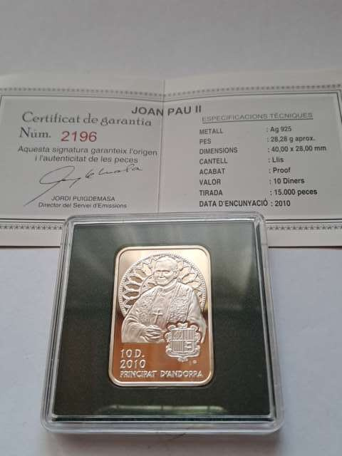 Andora 10 Dinarów Jan Paweł II 2010 r Andora 10 Dinarów Jan Paweł II 2010 r