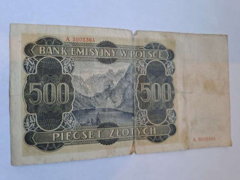 Banknot 500 złotych 1940 r seria A Banknot 500 złotych 1940 r seria A