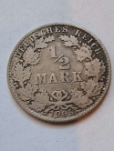 Niemcy 1/2 Marki Wilhelm II 1905 r D Niemcy 1/2 Marki Wilhelm II 1905 r D
