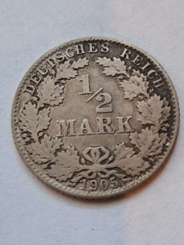 Niemcy 1/2 Marki Wilhelm II 1905 r D